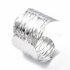 変色しない304ステンレススチール製ワイドオープンカフバングル（女性用）  ステンレス鋼色  内径: 2-1/8x2-1/2インチ(5.25cmx6.2cm)。&nbsp;BJEW-F442-02P