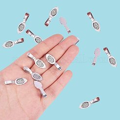 チベットのシルバーパーツ  無鉛の  カドミウムフリーとニッケルフリー  片穴パーツ用  アンティークシルバー  26x8x7mm  穴：5x8mm&nbsp;TIBE-PH0001-08AS-NR