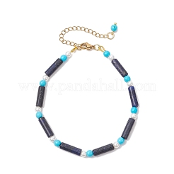 3Pcs Natural Lemon Jade & Tiger Eye & Lapis Lazuli & & Synthetic Turquoise Beaded Bracelets for Women&nbsp;BJEW-JB12027