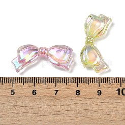 UVメッキ透明アクリルビーズ  虹色の  蝶結び  ミックスカラー  13.5x29x5.5mm  穴：1.8mm&nbsp;OACR-B031-28