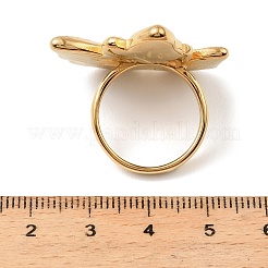女性用304ステンレススチール指輪  ゴールドカラー  葉  内径：17.2mm&nbsp;RJEW-Z143-05G-03