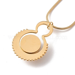 Natural Quartz Flat Round Pendant Necklace with 304 Stainless Steel Snake Chain&nbsp;NJEW-K244-02G