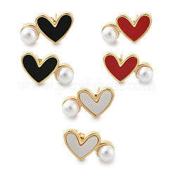 Heart Brass Stud Earrings&nbsp;EJEW-C141-01G
