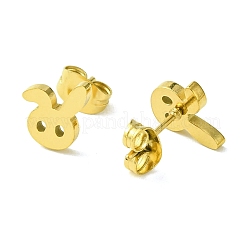 かわいい動物をテーマにした304ステンレススチールのスタッドピアス  兎  9x8mm&nbsp;EJEW-B041-04B-G
