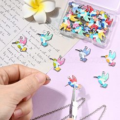 30個6色合金エナメルコネクタチャーム  プリントされた鳩のリンク  プラチナ  ミックスカラー  23x20x1.5mm  穴：1.6mm  5個/カラー&nbsp;FIND-CJ0004-39