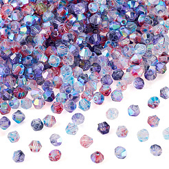 390個 3色透明ガラスシードビーズ  双円錐形  ミックスカラー  4x4mm  穴：1mm  130個/カラー&nbsp;GLAA-TA0003-76C