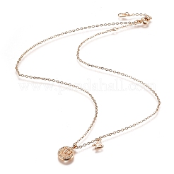Brass Micro Pave Clear Cubic Zirconia Double Letter Pendant Necklaces&nbsp;NJEW-Z010-23