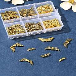 チベットスタイルの合金ビーズ105個。  ウイング  アンティーク黄金  4~22x3~21.5x3~4mm  穴：1~1.5mm  105個/セット&nbsp;TIBEB-FS0001-09