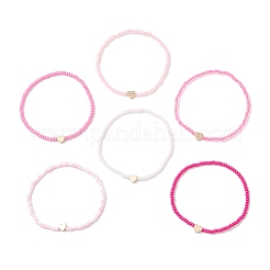 6Pcs 6 Colors Glass Seed Beads Stretch Bracelets&nbsp;BJEW-MZ00227