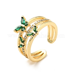 Cubic Zirconia Butterfly Open Cuff Ring&nbsp;RJEW-E046-18G