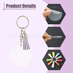 DIY Acrylic Pendant Keychain with Faux Suede Tassel Making Kits&nbsp;DIY-CJ0002-68