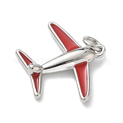 真鍮製エナメルペンダント  飛行機チャーム  ラックめっき  カドミウムフリー＆鉛フリー  長持ちメッキ  プラチナ  ミックスカラー  17.5x20x3.5mm  穴：3.5mm&nbsp;KK-B155-10P
