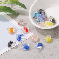20個の手作り蓄光ランプワークビーズ  ハート  ミックスカラー  15~16x15~16x9~10mm  穴：1mm&nbsp;LAMP-YW0001-04