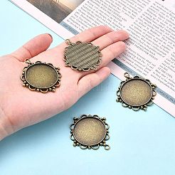 ヴィンテージチベットのスタイル合金のペンダントのカボションのセッティング  プレーンエッジベゼルカップ  カドミウムフリー＆ニッケルフリー＆鉛フリー  アンティークブロンズ  フラットラウンドトレイ：30mm  48x43x3mm  穴：3mm  約107個/キログラム&nbsp;LS-TIBEP-M018-92AB-NF