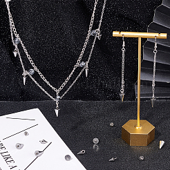 40個5スタイル304＆201ステンレススチールチャーム  スパイク/コーン  ステンレス鋼色  6.5~14.5x3~7mm  穴：1.8~2mm  8個/スタイル&nbsp;STAS-SC0003-76
