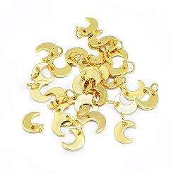 真鍮製チャーム  ムーン  18KGP本金メッキ  9x8x1mm  穴：3.5mm&nbsp;KK-F764-03G