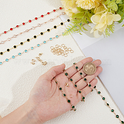 5M 5 Colors Brass Glass Rhinestone Link Chains&nbsp;CHC-OC0001-02