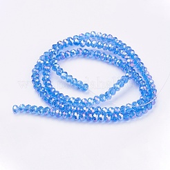 電気メッキガラスビーズセット  ABカラーメッキ  ファセットロンデル  ミックスカラー  3.5~3.8x2.5~3mm  穴：1mm  約105~110個/連  29~31cm&nbsp;EGLA-R048-3mm-M