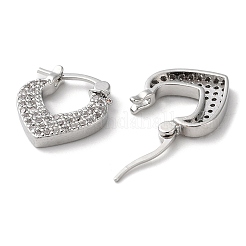 Brass with Cubic Zirconia Heart Hoop Earrings&nbsp;EJEW-K247-07P