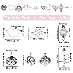 80Pcs 10 Styles Tibetan Style Alloy Connector Charms&nbsp;FIND-SC0007-56