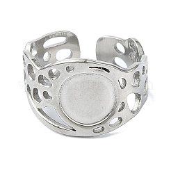 304ステンレススチールカフリング  ワイドバンドリング  ステンレス鋼色  調整可能  13mm&nbsp;RJEW-M019-62P