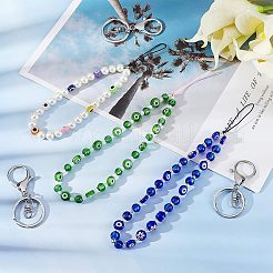 3Pcs 3 Style Glass Pearl & Lampwork & Glass Seed Beads Mobile Straps&nbsp;KEYC-OC0001-19