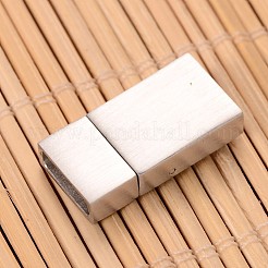変色しにくいマット仕上げの304ステンレススチール製長方形マグネット留め具  ステンレス鋼色  23x12x6mm  穴：3x10.5mm&nbsp;STAS-I045-04B