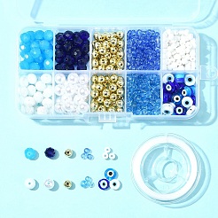 DIY イーブルアイ ランプワーク & ガラスビーズ ブレスレット ジュエリー作成キット  ミックスカラー  4~8x0.8~8mm  穴：1~2.3mm&nbsp;DIY-FS0007-43