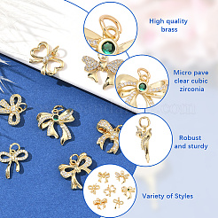 14Pcs 7 Styles Brass Micro Pave Cubic Zirconia Pendants&nbsp;KK-BBC0020-29