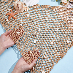 Triangle Acrylic Fibers Women's Crochet Beach Blouse Sarong Wrapped&nbsp;AJEW-WH0696-553