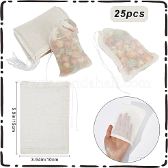 綿布フィルターバッグ  ナッツミルク用ストレーナーメッシュ巾着ポーチ  長方形  ベージュ  15.1x9.9x0.12cm  25pc&nbsp;AJEW-BBC0002-19B