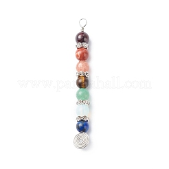 7 Chakra Mixed Gemstone Copper Wire Wrapped Big Pendants&nbsp;PALLOY-JF01899-02