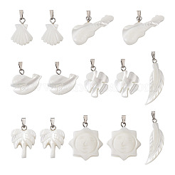 14Pcs 7 Styles Natural Freshwater Shell Pendants&nbsp;SHEL-CD0001-05