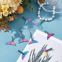 合金ペンダント  カドミウムフリー＆鉛フリー  人魚の尾の形  虹色  29x32x8mm  穴：5mm  20pc&nbsp;FIND-FH0002-35