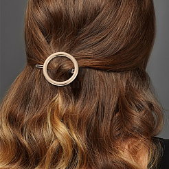 Makerer 4 個 4 スタイル合金中空ハート & リングヘアピン  ポニーテールホルダーステートメント  女性のためのヘアアクセサリー  プラチナ＆ライトゴールド  43~46x56~61x7~8.5mm  1個/スタイル&nbsp;PHAR-GO0001-01