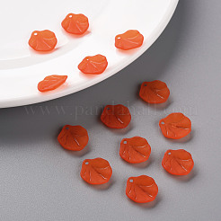 透明つや消しアクリルパーツ  花弁  レッドオレンジ  16x14.5x3mm  穴：1.6mm&nbsp;MACR-S371-02A-726