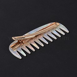 アクリルワニのヘアクリップ  鉄パーツ  女の子のためのヘアアクセサリー  くし  ゴールドカラー  24.5x66x14mm&nbsp;LS-OHAR-P020-05G