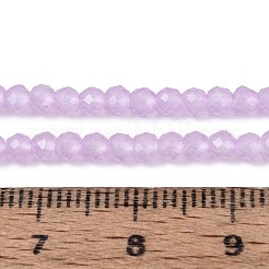 ジェイド風ガラスビーズ連売り  ラウンド  多面カット  ライラック  3x2.5~3mm  穴：0.7~0.8mm  約133~137個/連  13.78~14.37''（35センチメートル）&nbsp;GLAA-T028-3mm-11D