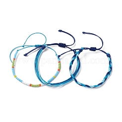 3Pcs 3 Style Plastic Braided Bead Bracelets Set&nbsp;BJEW-B065-08C