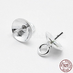 925スターリングシルバーペンダントベイル  片穴パーツ用  銀  6.5x5mm  穴：1mm  ピン：0.5mm&nbsp;LS-STER-E050-08S