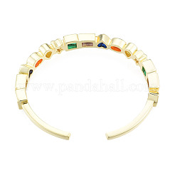 Cubic Zirconia Geometry Open Cuff Bangle&nbsp;BJEW-N012-044