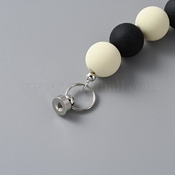 アクリルビーズのモブリーストラップ  合金パーツ  クマ  ブラック  19x1.35cm&nbsp;MOBA-WH0003-29B