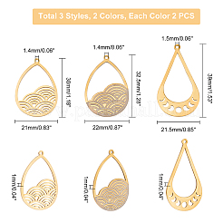 12Pcs 3 Style 201 Stainless Steel Pendants&nbsp;STAS-DC0001-62