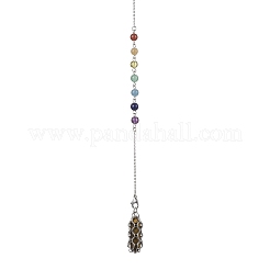 Mixed Synthetic & Natural Round Gemstone Pointed Dowsing Pendulums&nbsp;PALLOY-JF02455-02