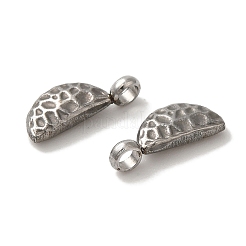 変色しない304ステンレススチールチャーム  テクスチャ  半円チャーム  ステンレス鋼色  10.5x4x3mm  穴：1.6mm&nbsp;STAS-M017-04P
