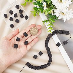 天然溶岩岩ビーズ連売り  キューブ  10x10x10mm  穴：1mm  約36個/連  15.55''（39.5センチメートル）&nbsp;G-WH0018-034C