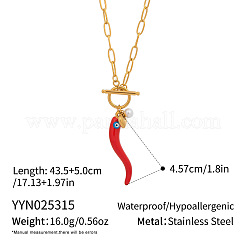 個性的304ステンレススチールレッドエナメルチリペッパーペンダントまたは女性用ネックレス  18KGP本金メッキ  17.13インチ（43.5cm）&nbsp;TG1735
