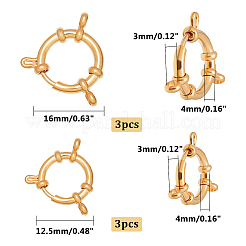 304ステンレススチールスプリングリング留め金  リング  ゴールドカラー  12.5~16x4mm  穴：2.5mm  6個/箱&nbsp;STAS-UN0007-35G