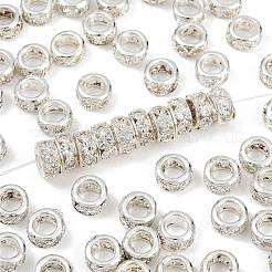 真鍮クリスタルラインストーンビーズ  大穴ビーズ  ニッケルフリー  ロンデル  銀  10x5mm  穴：5.5mm&nbsp;KK-Q401-03S