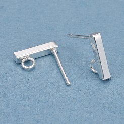 304ステンレススチールスタッドピアス金具  長方形  銀  10x2mm  穴：1.8mm  ピン：0.7mm&nbsp;STAS-G224-21S-03